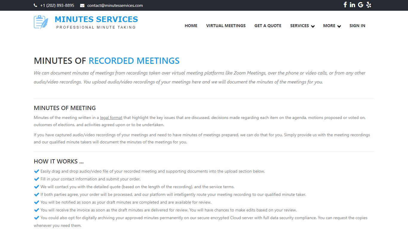 Minutes from recorded meetings | Minutes Services